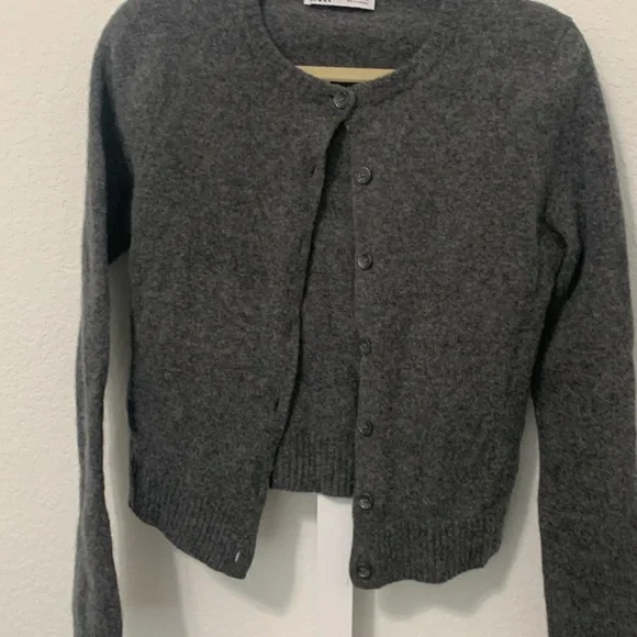 Zara Dark Gray Wool Cardigan Sweater - Picture 3 of 7